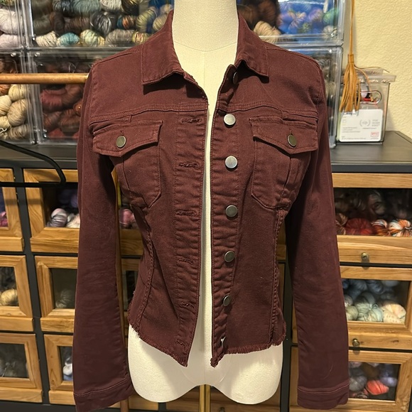 Kut from the kloth burgundy button up jacket - Picture 1 of 5